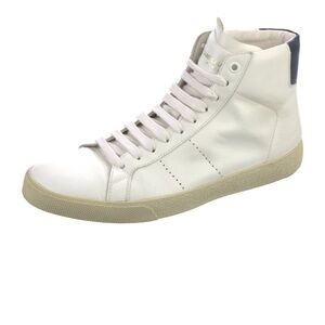 SAINT LAURENT PARIS YSL WHITE HIGH HI TOP SNEAKERS LEATHER